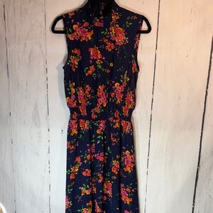 Nanette Lepore Navy and Pink Floral Hi-lo Dress